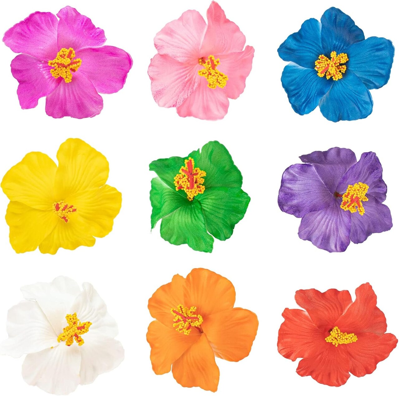 9 Pack Hawaiian Hibiscus Foam Hair Clips, 1 Count (Pack of 9)